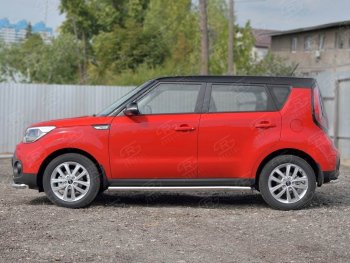 16 799 р. Защита порогов из круглой трубы диаметром 63 мм SLITKOFF v3 KIA Soul PS дорестайлинг (2014-2016)  с доставкой в г. Новочеркасск. Увеличить фотографию 3