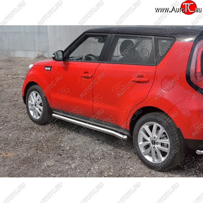 16 799 р. Защита порогов из круглой трубы диаметром 63 мм SLITKOFF v3 KIA Soul PS дорестайлинг (2014-2016)  с доставкой в г. Новочеркасск