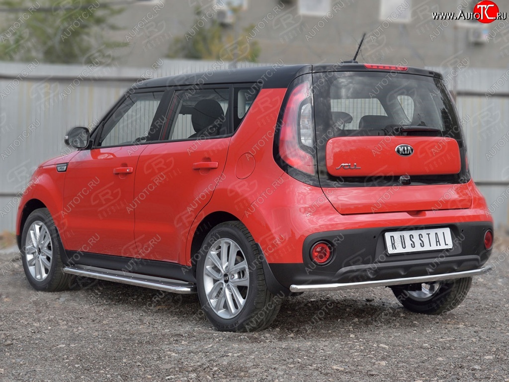 12 749 р. Одинарная защита заднего бампера диаметром 42 SLITKOFF  KIA Soul  PS (2014-2016) дорестайлинг  с доставкой в г. Новочеркасск