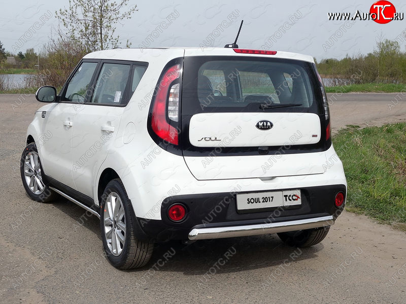 14 649 р. Защита заднего бампера (овальная) ТСС (нержавейка d75х42 мм)  KIA Soul  PS (2017-2019) рестайлинг  с доставкой в г. Новочеркасск