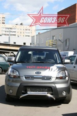 10 574 р. Защита переднего бампера Souz-96 (d42) KIA Soul AM дорестайлинг (2008-2011)  с доставкой в г. Новочеркасск. Увеличить фотографию 2