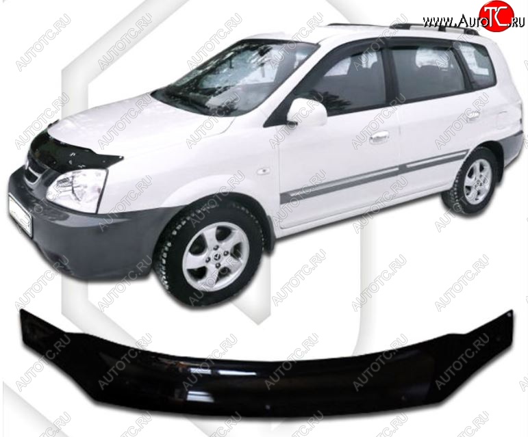 2 159 р. Дефлектор капота CA-Plastic  KIA X-Trek (2003-2005) (Classic черный, Без надписи)  с доставкой в г. Новочеркасск