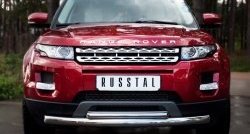 Защита переднего бампера (2 трубыØ76 и 42 мм, нержавейка, Prestige u Pure) SLITKOFF Land Rover (Ленд) Range Rover Evoque (ранж)  1 L538 (2011-2015) 1 L538 дорестайлинг 3 дв., дорестайлинг 5 дв.