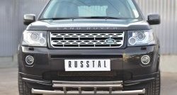 19 649 р. Защита переднего бампера (2 трубыØ63 и 42 мм, нержавейка) Russtal Land Rover Freelander L359 дорестайлинг (2006-2010)  с доставкой в г. Новочеркасск. Увеличить фотографию 2