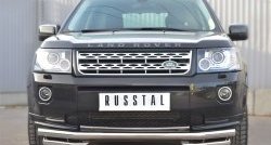 19 999 р. Защита переднего бампера (Ø63 мм с углами, нержавейка) Russtal Land Rover Freelander L359 дорестайлинг (2006-2010)  с доставкой в г. Новочеркасск. Увеличить фотографию 1