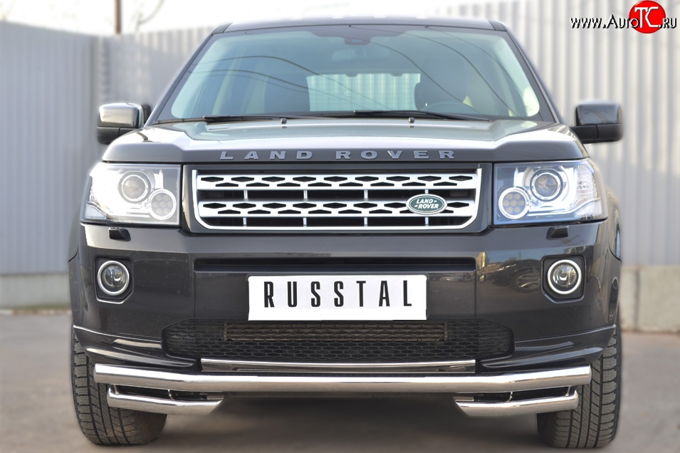 19 999 р. Защита переднего бампера (Ø63 мм с углами, нержавейка) Russtal  Land Rover Freelander  L359 (2006-2010) дорестайлинг  с доставкой в г. Новочеркасск