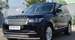 20 449 р. Защита переднего бампера (2 трубыØ63 и 42 мм, нержавейка) Russtal Land Rover Range Rover 4 L405 дорестайлинг (2012-2017)  с доставкой в г. Новочеркасск. Увеличить фотографию 4