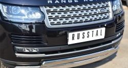 27 649 р. Защита переднего бампера (2 трубыØ75х42 мм, нержавейка) Russtal Land Rover Range Rover 4 L405 дорестайлинг (2012-2017)  с доставкой в г. Новочеркасск. Увеличить фотографию 2