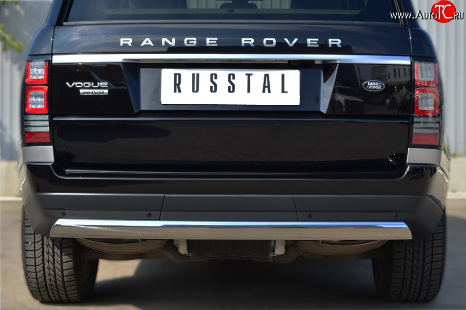 18 549 р. Защита заднего бампера (Ø75x42 мм, нержавейка) Russtal Land Rover Range Rover 4 L405 дорестайлинг (2012-2017)  с доставкой в г. Новочеркасск