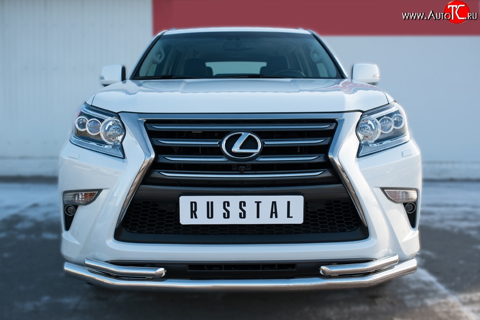 24 699 р. Защита переднего бампера (2 трубыØ63 и 42 мм, нержавейка) SLITKOFF  Lexus GX460  J150 (2013-2022) 1-ый рестайлинг, 2-ой рестайлинг  с доставкой в г. Новочеркасск