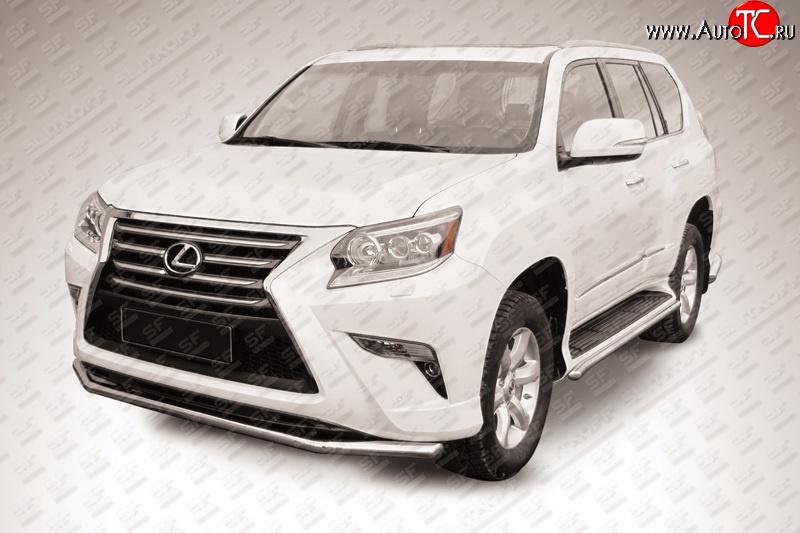 15 249 р. Одинарная защита переднего бампера из трубы диаметром 57 мм Slitkoff  Lexus GX460  J150 (2013-2022) 1-ый рестайлинг, 2-ой рестайлинг (Нержавейка, Полированная)  с доставкой в г. Новочеркасск