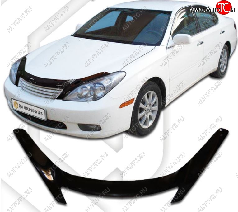 2 299 р. Дефлектор капота CA-Plastiс exclusive  Lexus ES300  XV30 (2001-2003) дорестайлинг (Classic черный, Без надписи)  с доставкой в г. Новочеркасск