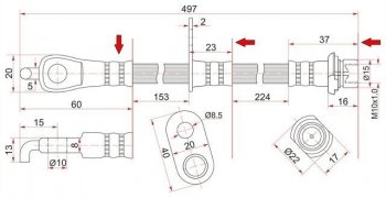 799 р. Тормозной шланг SAT (передний, левый) Toyota Camry XV40 рестайлинг (2009-2011)  с доставкой в г. Новочеркасск. Увеличить фотографию 1