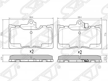 1 239 р. Колодки тормозные SAT (передние)  Lexus GS300  S190 (2005-2006) дорестайлинг  с доставкой в г. Новочеркасск. Увеличить фотографию 1