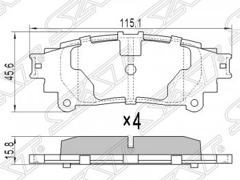 649 р. Колодки тормозные SAT (задние) Toyota Highlander XU50 дорестайлинг (2013-2017)  с доставкой в г. Новочеркасск. Увеличить фотографию 1