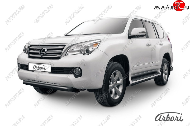 8 459 р. Защита переднего бампера Arbori (черная, 1 труба d76 mm). Lexus GX460 J150 дорестайлинг (2009-2013)  с доставкой в г. Новочеркасск