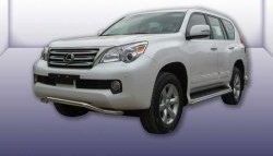 13 949 р. Фигурная защита переднего бампера диаметром 57 мм Slitkoff  Lexus GX460  J150 (2009-2013) дорестайлинг (Нержавейка, Полированная)  с доставкой в г. Новочеркасск. Увеличить фотографию 1