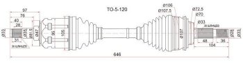 8 949 р. Привод передний правый SAT  Lexus GX460  J150 (2009-2013), Lexus GX470  J120 (2002-2007), Toyota Land Cruiser Prado ( J120,  J150) (2002-2013)  с доставкой в г. Новочеркасск. Увеличить фотографию 1