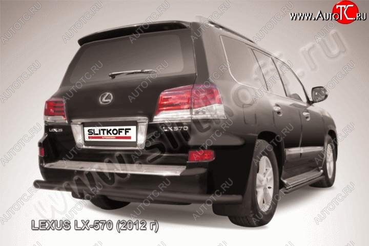 6 499 р. Защита заднего бампера из трубы d76 Slitkoff Lexus LX570 J200 1-ый рестайлинг (2012-2015) (Цвет: серебристый)  с доставкой в г. Новочеркасск