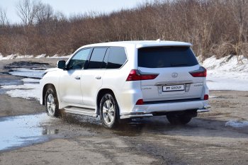 18 649 р. Защита порогов из трубы Ø51 Petroil Tuning Lexus LX450d J200 2-ой рестайлинг (2015-2022) (Нержавеющая полированная сталь)  с доставкой в г. Новочеркасск. Увеличить фотографию 2