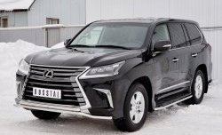 14 599 р. Защита переднего бампера (2 трубы Ø42 мм, нержавейка) Petroil Tuning Lexus LX450d J200 2-ой рестайлинг (2015-2022)  с доставкой в г. Новочеркасск. Увеличить фотографию 2