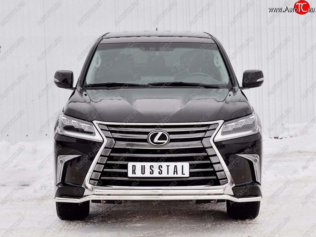 14 599 р. Защита переднего бампера (2 трубы Ø42 мм, нержавейка) Petroil Tuning Lexus LX450d J200 2-ой рестайлинг (2015-2022)  с доставкой в г. Новочеркасск