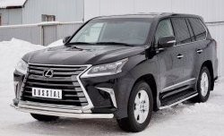 16 999 р. Защита переднего бампера (2 трубыØ63 и 42 мм, нержавейка) Russtal Lexus LX450d J200 2-ой рестайлинг (2015-2022)  с доставкой в г. Новочеркасск. Увеличить фотографию 2