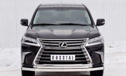 16 999 р. Защита переднего бампера (2 трубыØ63 и 42 мм, нержавейка) Russtal Lexus LX450d J200 2-ой рестайлинг (2015-2022)  с доставкой в г. Новочеркасск. Увеличить фотографию 1