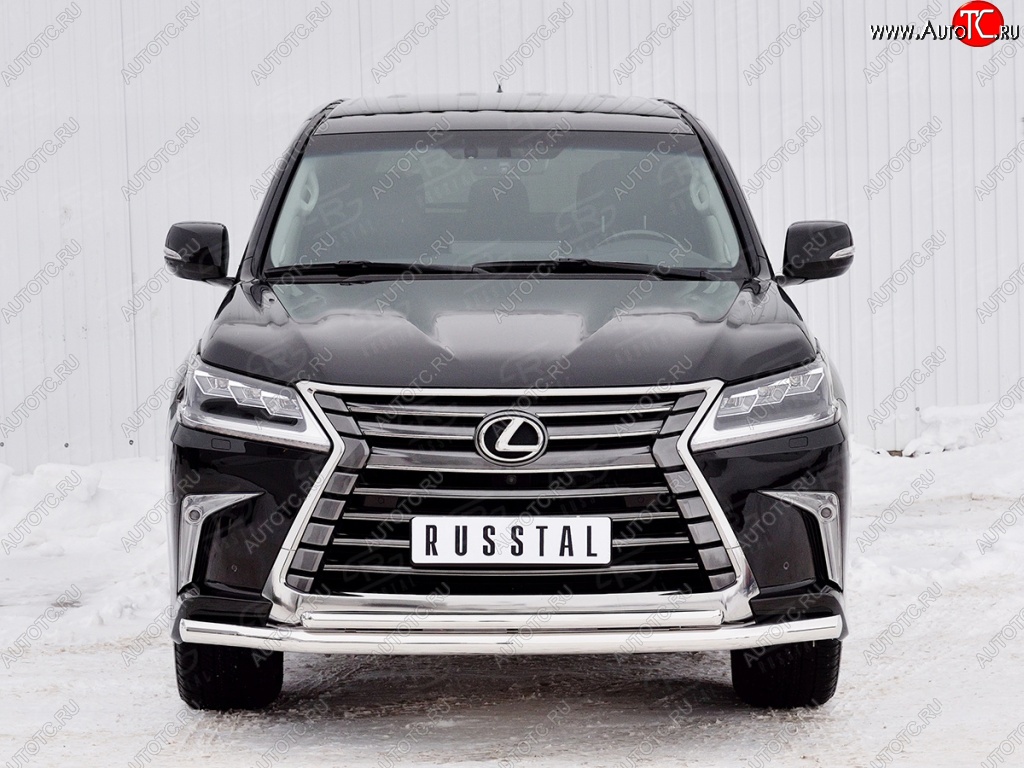 16 999 р. Защита переднего бампера (2 трубыØ63 и 42 мм, нержавейка) Russtal Lexus LX450d J200 2-ой рестайлинг (2015-2022)  с доставкой в г. Новочеркасск