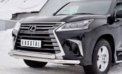 19 299 р. Защита переднего бампера (2 трубыØ63 мм, нержавейка) Russtal Lexus LX450d J200 2-ой рестайлинг (2015-2022)  с доставкой в г. Новочеркасск. Увеличить фотографию 4