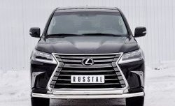 Защита переднего бампера (2 трубыØ63 мм, нержавейка) Russtal Lexus LX450d J200 2-ой рестайлинг (2015-2022)