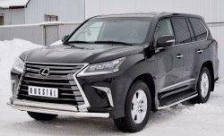 20 849 р. Защита переднего бампера (2 трубыØ63 и 75х42 мм, нержавейка) Russtal Lexus LX450d J200 2-ой рестайлинг (2015-2022)  с доставкой в г. Новочеркасск. Увеличить фотографию 2