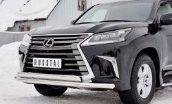 20 849 р. Защита переднего бампера (2 трубыØ63 и 75х42 мм, нержавейка) Russtal Lexus LX450d J200 2-ой рестайлинг (2015-2022)  с доставкой в г. Новочеркасск. Увеличить фотографию 4