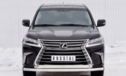 20 849 р. Защита переднего бампера (2 трубыØ63 и 75х42 мм, нержавейка) Russtal Lexus LX450d J200 2-ой рестайлинг (2015-2022)  с доставкой в г. Новочеркасск. Увеличить фотографию 1