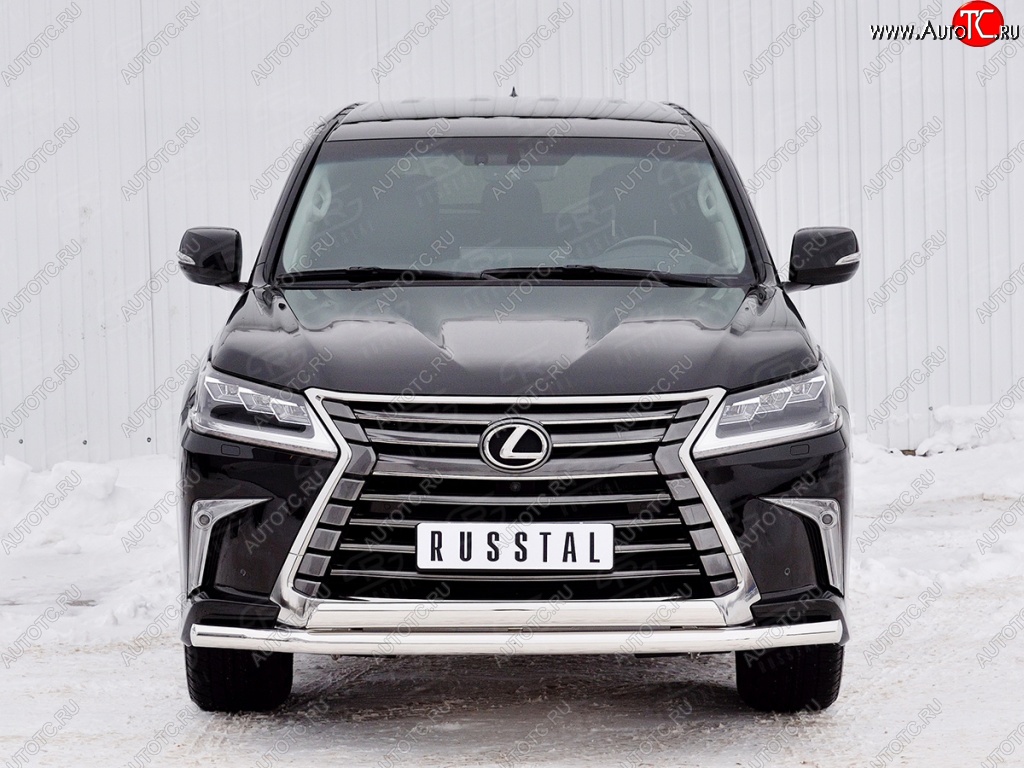 20 849 р. Защита переднего бампера (2 трубыØ63 и 75х42 мм, нержавейка) Russtal Lexus LX450d J200 2-ой рестайлинг (2015-2022)  с доставкой в г. Новочеркасск