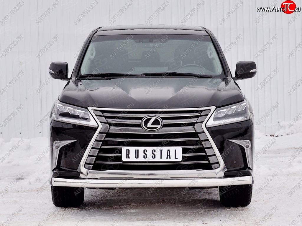 14 599 р. Защита переднего бампера (Ø76 мм, нержавейка) Russtal Lexus LX450d J200 2-ой рестайлинг (2015-2022)  с доставкой в г. Новочеркасск