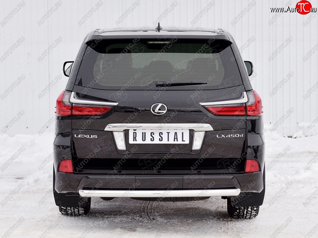 12 999 р. Защита заднего бампера (Ø63 мм, нержавейка, NOT F-SPORT/HERITAGE) Russtal Lexus LX450d J200 2-ой рестайлинг (2015-2022)  с доставкой в г. Новочеркасск