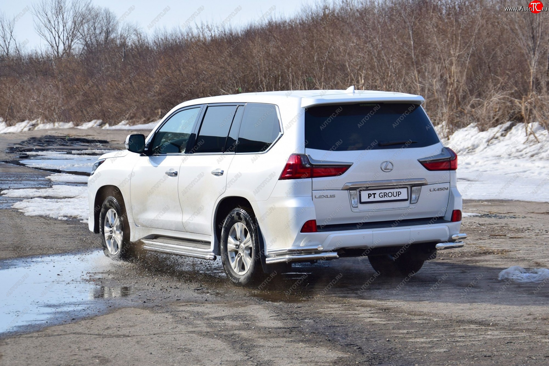 24 999 р. Защита заднего бампера Petroil Tuning (уголки двойные, d63/51) Lexus LX450d J200 2-ой рестайлинг (2015-2022) (Нержавеющая полированная сталь)  с доставкой в г. Новочеркасск