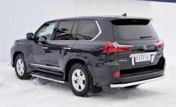 14 599 р. Защита заднего бампера (Ø63 мм, нержавейка, NOT F-SPORT/HERITAGE) Russtal Lexus LX450d J200 2-ой рестайлинг (2015-2022)  с доставкой в г. Новочеркасск. Увеличить фотографию 2