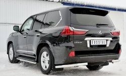 13 999 р. Защита заднего бампера (Ø63 мм уголки, нержавейка) Russtal Lexus LX450d J200 2-ой рестайлинг (2015-2022)  с доставкой в г. Новочеркасск. Увеличить фотографию 4