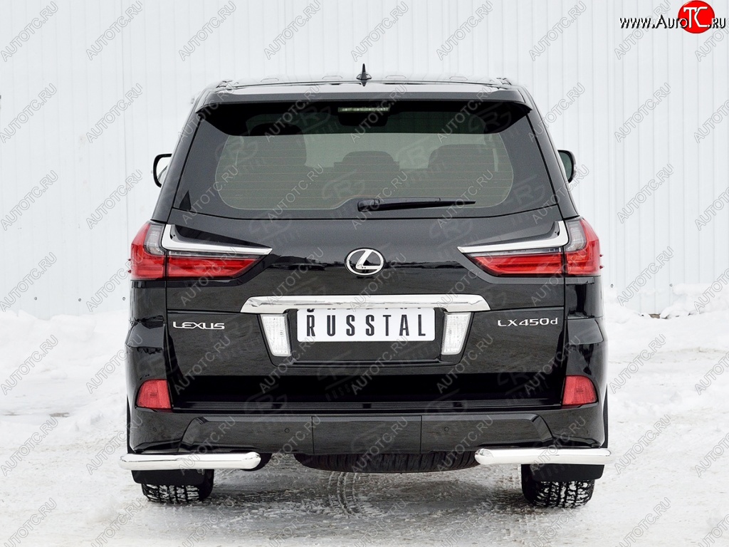 13 999 р. Защита заднего бампера (Ø63 мм уголки, нержавейка) Russtal Lexus LX450d J200 2-ой рестайлинг (2015-2022)  с доставкой в г. Новочеркасск