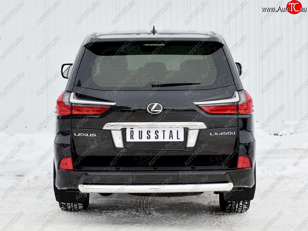 14 999 р. Защита заднего бампера (Ø76 мм, нержавейка, NOT F-SPORT/HERITAGE) Russtal Lexus LX570 J200 2-ой рестайлинг (2015-2022)  с доставкой в г. Новочеркасск