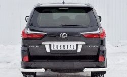 Защита заднего бампера (Ø76 мм уголки, нержавейка) Russtal Lexus LX450d J200 2-ой рестайлинг (2015-2022)