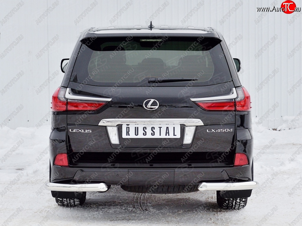 18 499 р. Защита заднего бампера (Ø76 мм уголки, нержавейка) Russtal Lexus LX450d J200 2-ой рестайлинг (2015-2022)  с доставкой в г. Новочеркасск