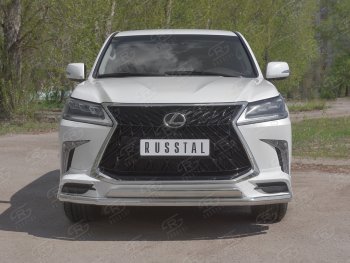 Защита переднего бампера (2 трубы Ø63 и 75х42 мм, нержавейка, TRD Superior) Russtal Lexus LX450d J200 2-ой рестайлинг (2015-2022)