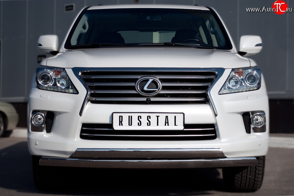 17 999 р. Защита переднего бампера (2 трубыØ75х42 мм, нержавейка) Russtal Lexus LX570 J200 дорестайлинг (2007-2012)  с доставкой в г. Новочеркасск