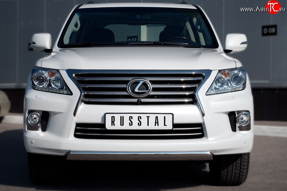 14 999 р. Защита переднего бампера Russtal из овальной трубы диаметром 75x42 мм Lexus LX570 J200 дорестайлинг (2007-2012)  с доставкой в г. Новочеркасск