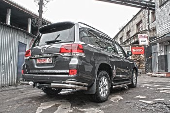 10 999 р. Защита заднего бампера WINBO (уголки, Ø76 и 38 мм, нержавейка) Toyota Land Cruiser 200 дорестайлинг (2007-2012)  с доставкой в г. Новочеркасск. Увеличить фотографию 2