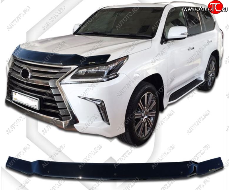 2 159 р. Дефлектор капота CA-Plastiс  Lexus LX570  J200 (2015-2022) 2-ой рестайлинг (Classic черный, Без надписи)  с доставкой в г. Новочеркасск