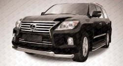 21 599 р. Двойная защита переднего бампера из труб диаметрами по 76 мм Slitkoff Lexus LX570 J200 1-ый рестайлинг (2012-2015) (Нержавейка, Полированная)  с доставкой в г. Новочеркасск. Увеличить фотографию 1